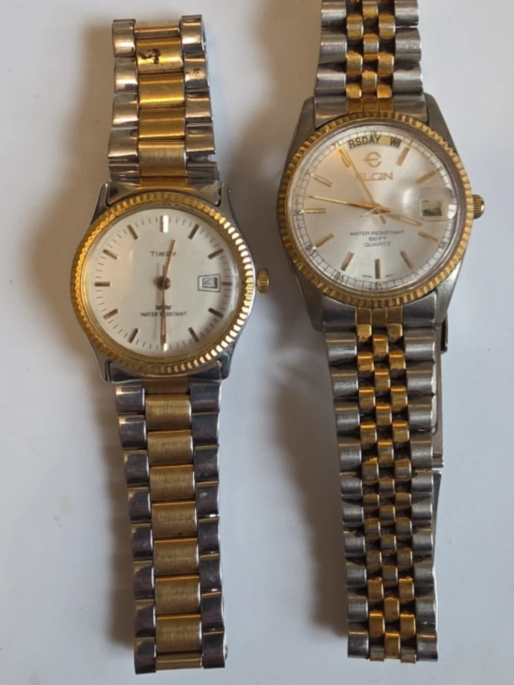 Timex Two-Tone Stainless Steel Watch (Left) + Unbranded Two-Tone Watch (Right)